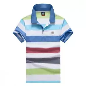 shark hommes t-shirt polo shirt summer lapel stripe paul shark blue